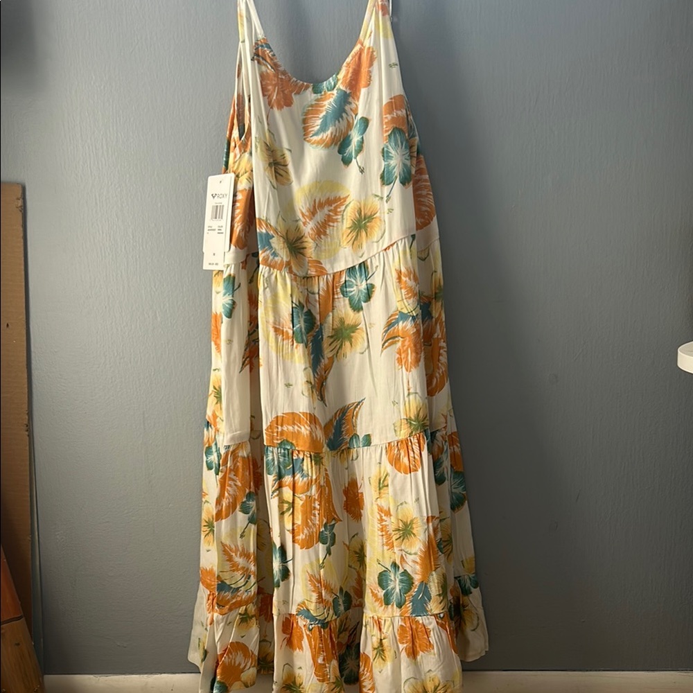 Roxy Cream and White Tiered Maxi Sundress